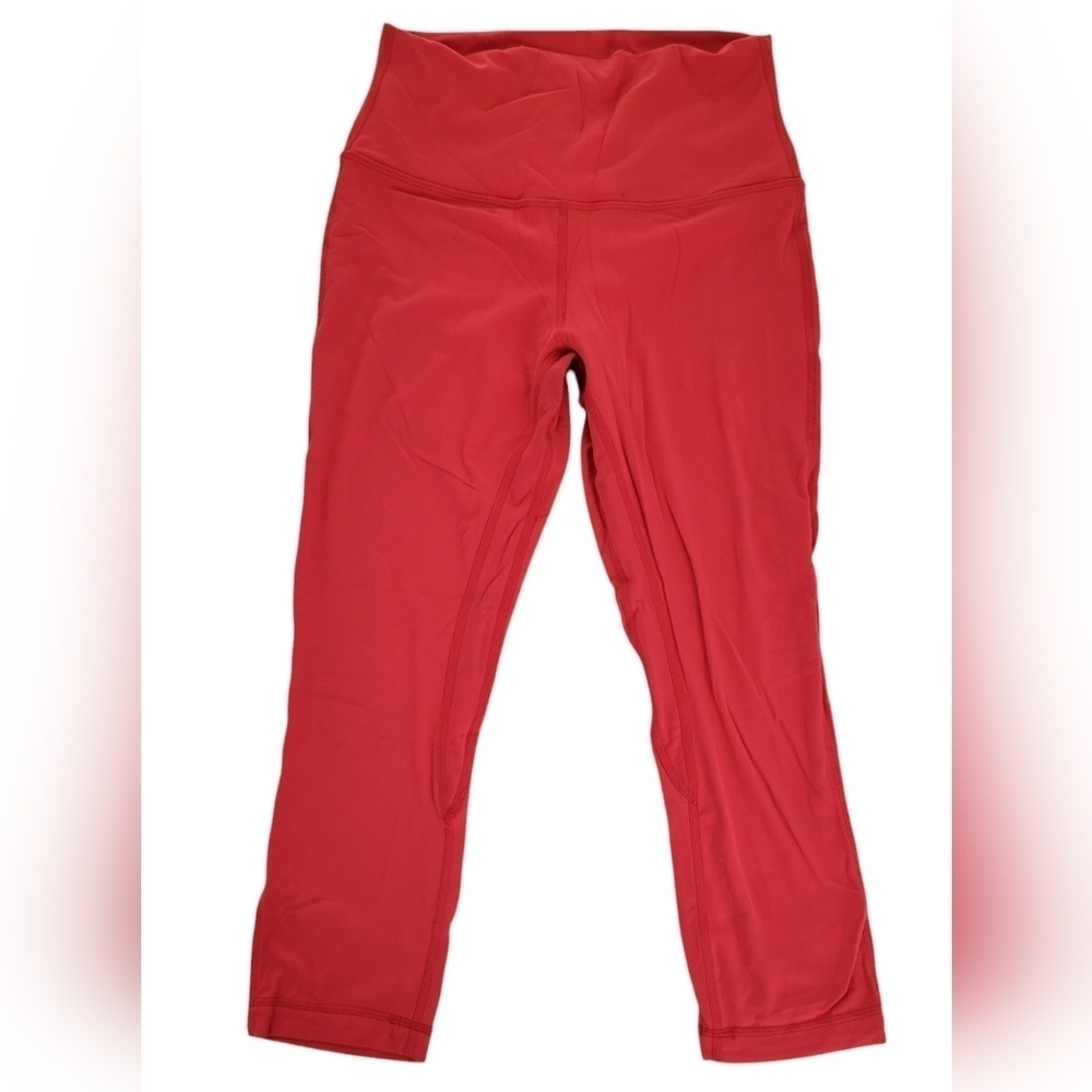 LULULEMON Coral Red Orange Yoga Crop Leggings Size 6 - Picture 4 of 8